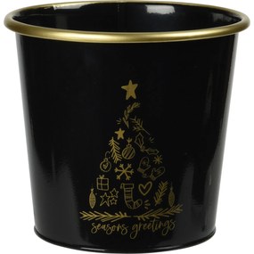 Metalowe wiaderko świąteczne, czarne