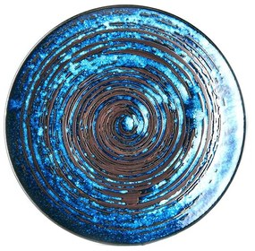 Niebieski talerz ceramiczny MIJ Copper Swirl, ø 29 cm