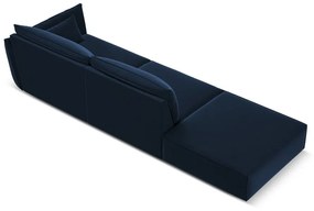 Ciemnoniebieska aksamitna sofa prawostronna 264 cm Vanda – Mazzini Sofas