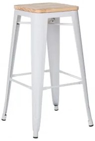 Zestaw 4 Sztaplowanych Wysokich Stołków Stalowych Lix Naturalna - Biala & ↑75 Cm - Sklum