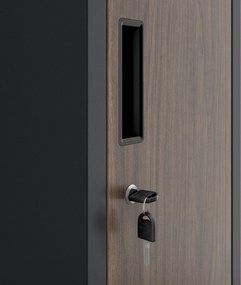 Szafka ubraniowa metalowa pracownicza głęboka 2-drzwiowa antracyt/orzech, 292x1720x600 mm: BARTEK 1 Plus D600 Eco Design
