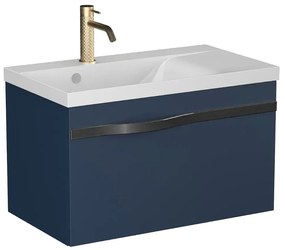 Szafka pod umywalkę VOG 69 cm granatowa półmat z czarnym uchwytem KROFAM