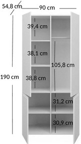 Biała szafa na ubrania z półkami i drążkiem Luxtes 10X