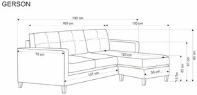 Sofa GERSON szara z podnóżkiem HALMAR