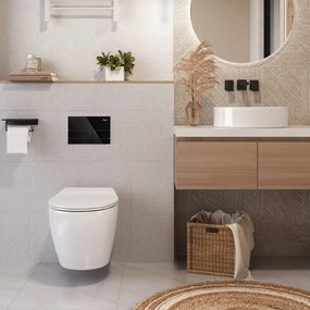 Stelaż zestaw podtynkowy K011A-Q do mis WC z przyciskiem T Czarne Szkło
