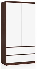 Szafa ubraniowa dwudrzwiowa z szufladami wenge + biały B5-Z33