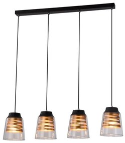 Czarna lampa wisząca ze szklanym kloszem 15.5x84 cm Fresno – Candellux Lighting