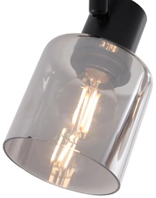 Nowoczesna lampa sufitowa czarna z okrągłymi kloszami z dymionego szkła - Cilin Nowoczesny Oswietlenie wewnetrzne