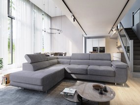 Masseno Narożnik APIRO z funkcją spania i pojemnikiem na pościel Narozniki L, Rozkładana sofa - Szary, POSO 60