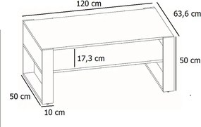 Nowoczesna ława kawowa do salonu beton + czarny E8-C33
