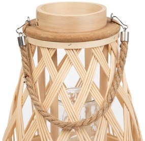 Lampion RADIANT pleciony z pojemnikiem na świece naturalny 35 cm  HOMLA