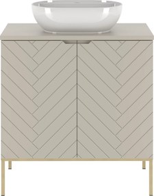 Szafka z umywalką nablatową Aspen 08, cashmere/złoty, 80 cm - zestaw 2