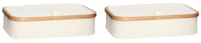 Beżowe tekstylne pojemniki zestaw 2 szt. z pokrywką 38x26x9 cm Ecru – Hübsch