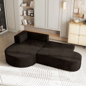 Masseno Narożnik CORTIO z funkcją spania i pojemnikiem na pościel Narozniki L, Rozkładana sofa - Brązowy, MONOLITH 29