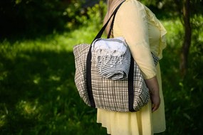 Stylowy zestaw torby plażowej + ręcznika HAMAM 75x150 cm, khaki, 100% bawełna organiczna