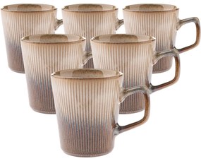 Zestaw 6 ceramicznych kubków Rustik 410 ml, jasnobrązowe