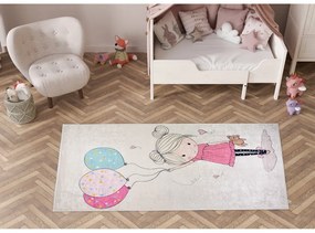 Różowo-kremowy dywan dziecięcy odpowiedni do prania 120x180 cm Girl &amp; Baloons – Vitaus