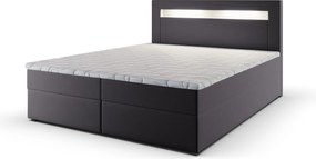 Masseno Łóżko kontynentalne PLATO z podświetleniem LED i pojemnikiem na pościel - Szary - MADRYT 990 / 140x200 cm / Biały (Ciepły)