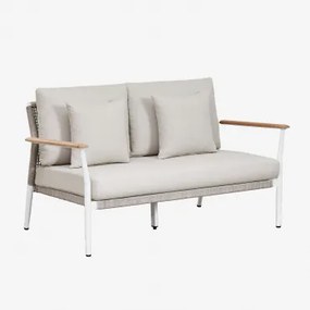 2-osobowa Sofa Ogrodowa Z Drewna Tekowego I Aluminium Salbury Biała - Sklum