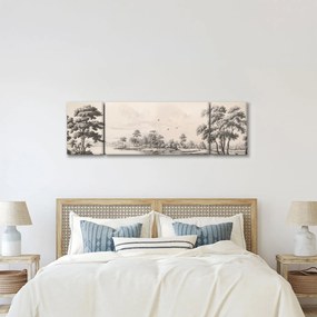 Obraz - Rysunek krajobrazu w stylu vintage (170x50 cm)
