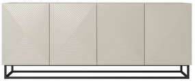 Komoda Asha 200 cm z ryflowanym frontem i metalowym, czarnym stelażem - kaszmir