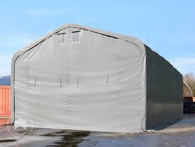 TOOLPORT 6x24m Hala namiotowa - 4 m wysokość ścian bocznych z 4,1x4m brama, PRIMEtex 2300, szary, bez statyki - (49579)