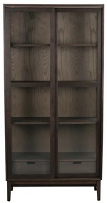 Brązowa witryna w dekorze dębu z drzwiami przesuwnymi 100x203 cm Hazelton – Rowico