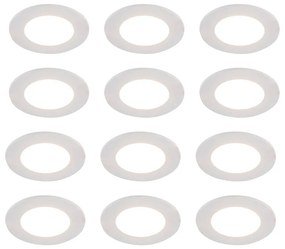 Zestaw 12 białych oczek wpuszczanych ze zintegrowanym LED z funkcją ściemniania do ciepłego 7W IP65 - Blanca