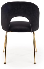L385 Krzesło Tapicerowane Glamour Klasyczne z Dziurą Czarny Złoty Chrom