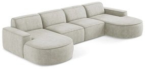 Kremowy narożnik z tkaniny szenilowej (w kształcie litery U) Omao – Makamii