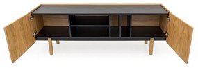 Czarno-naturalna szafka pod TV w dekorze dębu 175x60 cm Porto – Woodman