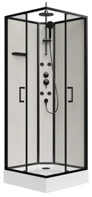 Kabina prysznicowa z hydromasażem z włókna bambusowego - Czarny mat - szer. 80 x gł. 80 x wys. 225 cm - ARDALI