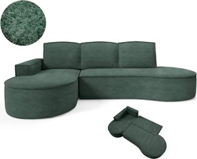 Narożnik MOLLY Lewostronny z funkcją spania, wolnostojący tkanina ABRIAMO 09 Zielony