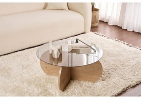 Stolik konferencyjny Aeris Sapphire Oak z ciemnym szkłem