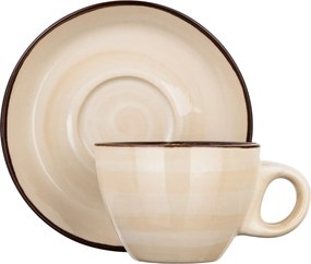 Banquet Zestaw 6 filiżanek ze spodkami Palas 90 ml, kremowy