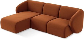 Aksamitny narożnik (lewostronny/z szezlongiem) w kolorze terakoty Lani – Makamii