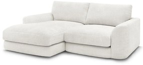 Biały narożnik z tkaniny szenilowej (lewostronny/z szezlongiem) Leonore – Bobochic Paris