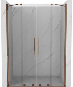 Mexen Velar Duo drzwi prysznicowe rozsuwane 140 cm, transparent, różowe złoto - 871-140-000-02-60