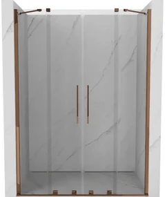 Mexen Velar Duo drzwi prysznicowe rozsuwane 140 cm, transparent, różowe złoto - 871-140-000-02-60