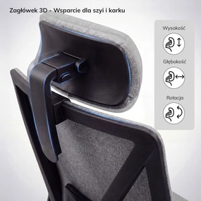 Fotel biurowy ergonomiczny szary VECTOR