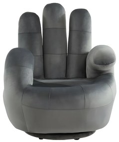 Fotel obrotowy w kształcie dłoni CATCHY z weluru - Antracytowy