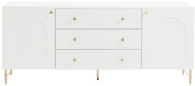 Kredens 2-drzwiowy z 3 szufladami  - Biały i złoty - ALOBARA