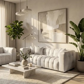 Sofa MODERNO 3S Trzyosobowa Kremowa Welurowa Glamour