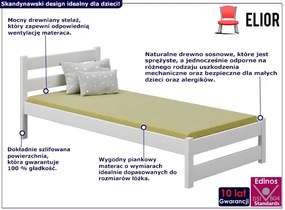 Białe pojedyncze łóżko dziecięce Ovol