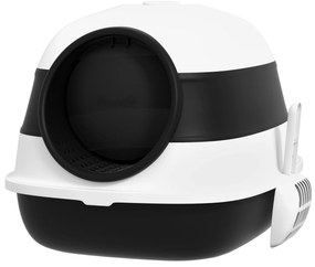 PawHut Kuweta z Pokrywą i Łopatką dla Kotów do 5 kg, 52x41x38 cm, Biały/Czarny