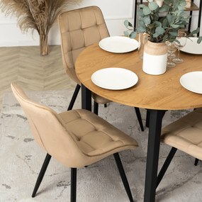 Krzesło Tapicerowane do Jadalni RIO Beżowe Welurowe Nowoczesne Loft