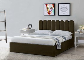 Tapicerowane łóżko Venezia 130x212x90 cm, powierzchnia spania 120x200 cm, schowek, podnośnik, tkanina Monolith brąz