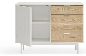 Biało-naturalna niska komoda w dekorze dębu 108x80 cm Sierra – Teulat