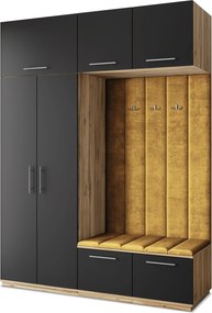 Masseno Garderoba REMA 180/240/60 cm Nowoczesna Szafa do Przedpokoju Dąb wotan, MONOLITH 48 (Żółty)
