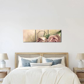 Obraz - Delikatne róże (z zegarem) (90x30 cm)